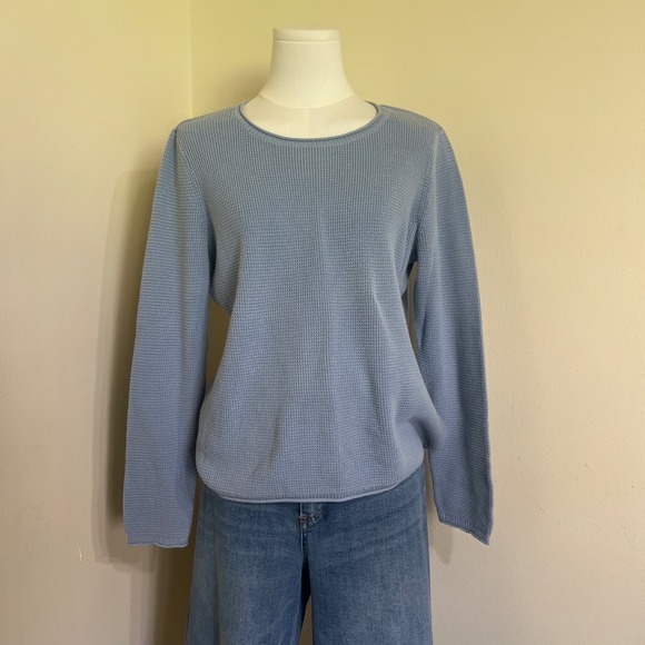 J. Jill Sweaters - J. Jill Womens Light Blue Waffle Knit Long Sleeve Crew Neck Sweater Large